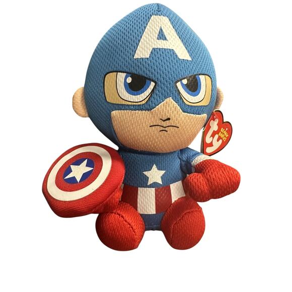 Ty Beanie Baby - CAPTAIN AMERICA (Marvel) 6" NEW MWMTs Plush Stuffed Animal Toy - Picture 1 of 6